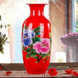 景德镇陶瓷花瓶中国红中式婚庆结婚摆件现代客厅家居装饰品包邮