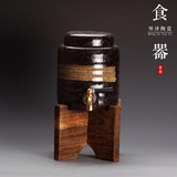 现货宜兴陶瓷酒瓶土陶2斤装甲级日式出口纯铜龙头小酒坛1升饮水缸