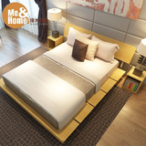 田园榻榻米板式床单人1.5m现代简约硬木板双人床1.8m经济型家具