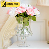 玫瑰仿真花套装整体欧式花艺假花绢花样板房客厅餐桌装饰花瓶摆件