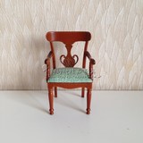 精品娃娃屋 Dollhouse 1:12 微型迷你家具 核桃木雕刻花瓶扶手椅