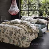 欧美风格清雅花卉纯棉床上用品四件套 秋冬床单套件柔软舒适