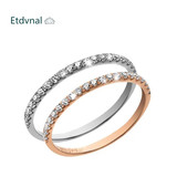Etdvnal永恒18K白金群镶优选天然南非圆形钻石戒指排钻戒指