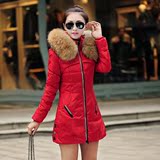 羽绒服女2015冬装新款韩版正品大毛领中长款加厚连帽女式修身外套