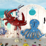地中海风格创意手工墙壁装饰个性海洋动物形状挂牌挂钟时尚客厅