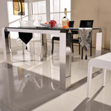 长方形钢化玻璃餐桌椅组合小户型餐厅简约现代一桌四椅饭桌子餐台