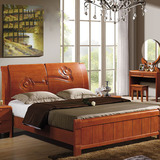 简约实木1.5米卧室橡木床1.8米双人床大床婚床家私气动储物高箱床