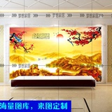 大型壁画3d立体办公室电视背景墙纸金色国画万里长城风景壁纸墙布