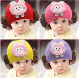 韩版宝宝套头帽子儿童帽子小女孩套头帽1248岁蕾丝帽保暖假发帽