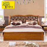 中式实木床1.8米真皮床储物气压现代高箱床1.5双人床婚床卧室家具