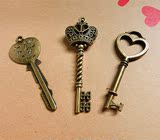 DIY饰品材料配件复古钥匙 古铜色钥匙圈个性挂件毛衣项链挂饰吊坠