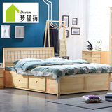 全实木床1.5米中式双人床1.8成人1.2米松木单人床儿童床简约现代