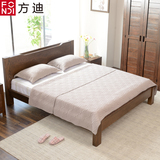 美式纯实木床白橡木粗腿带插座双人床1.5米1.8米简约田园卧室家具