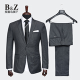 B&Z2015春秋新款商务正装新郎西服套装 毛呢修身结婚男版英伦西装