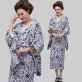 特价新款cos日本青花瓷和服女正装棉传统浴衣睡袍制服诱惑演出服