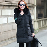 2015专柜冬季新款大码韩版中长款女式修身加厚羽绒服棉衣外套包邮