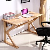 包邮实木家用书桌 简易电脑桌带书架 台式简约现代写字台办公桌子
