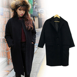 形容冬季韩版新款女装风衣外套中长加厚保暖宽松通勤文艺毛呢大衣