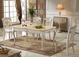 大理石餐桌实木长方形椅组合欧式六人餐台现代高档白色饭桌子