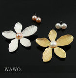【WAWO】欧美外贸原单大牌正品饰品 Vintage天然淡水珍珠胸针耳钉