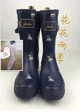 四季单款 时尚韩国蓝色小狗夏季中高筒水鞋雨靴 女士雨鞋平跟套鞋