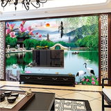 3d立体家和富贵电视客厅背景风水壁画中式山水墙纸忆江南风景壁纸