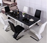 餐桌椅组合 钢化玻璃伸缩储物餐桌 小户型多功能电磁炉火锅餐台