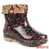 冬季女士晴雨鞋低帮水晶波点雨靴韩版短筒两用水鞋套鞋胶鞋
