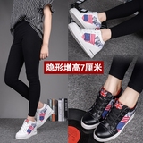 2016新款隐形内增高女鞋7cm韩版运动坡跟单鞋低帮系带休闲鞋潮