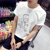 男士短袖T恤男太空棉圆领白色半袖宽松青少年社会日系潮牌大码3D