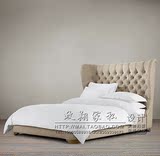 特价出口软包时尚方床 美式乡村风格铆钉床 布艺双人床 1.8米婚床
