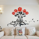 玫瑰花香亚克力3d立体墙贴客厅餐厅温馨卧室背景墙面房间床头装饰