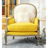 美式实木老虎椅欧式复古单人沙发椅高背休闲椅子法式新古典客厅椅