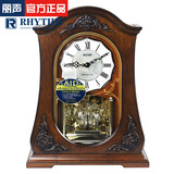 日本RHYTHM丽声正品欧式座钟水晶旋转客厅办公室实木摆时钟CRH165