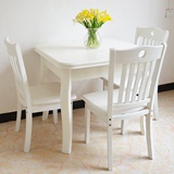 白色伸缩餐桌椅组合 实木可折叠推拉饭桌子 小户型正方形方桌拉台
