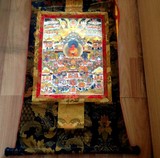 藏传佛教用品 手编布镀金(烫金）唐卡佛像 西方极乐世界图 长90cm