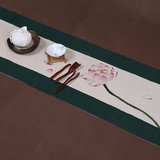 手工手绘中式中国风复古禅意茶席亚麻布茶垫桌旗茶道配件棉麻布艺