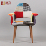 荷马沙发椅时尚欧式餐椅休闲椅现代简约设计师椅子实木餐椅器官椅