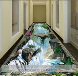 商家活动背景墙大型3D壁画 三维立体3D地画 画师手绘山水风景壁画