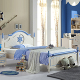 儿童床男孩地中海 浅蓝色儿童房家具套房组合 小床单人床