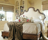 美式乡村实木软包床法式宫廷复古欧式高端别墅做旧实木床可定制