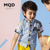 MQD马骑顿童装2016新款正品男童短袖衬衫儿童拼接衬衣短袖