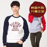 韩国正品 官网代购 DICKIES 拼色休闲长袖套头加绒卫衣 男女款