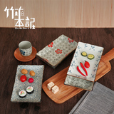 【天猫超市】竹木本记日式和风创意陶瓷盘子手绘釉下彩寿司盘8寸