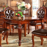 美式餐台正方形欧式实木餐桌麻将桌洽谈桌小户型一桌四椅吃饭桌子