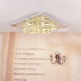 现代吸顶灯卧室欧式银色不锈钢管方形K9水晶个性创意客厅餐厅LED