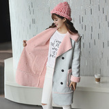 冬季新款韩版韩国羊羔毛鹿麂皮绒棉衣女中长款外套夹克