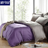 纯棉四件套加厚素色全棉床上用品1.5纯色床单简约被套双人1.8m床