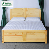 包邮全实木 双人床1.8米 1.5米加厚简易单人成人床大床松木家具床