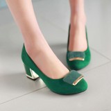 2016韩版绿色婚鞋中跟小码女鞋31-33定做大码40-48码反串伪娘单鞋
